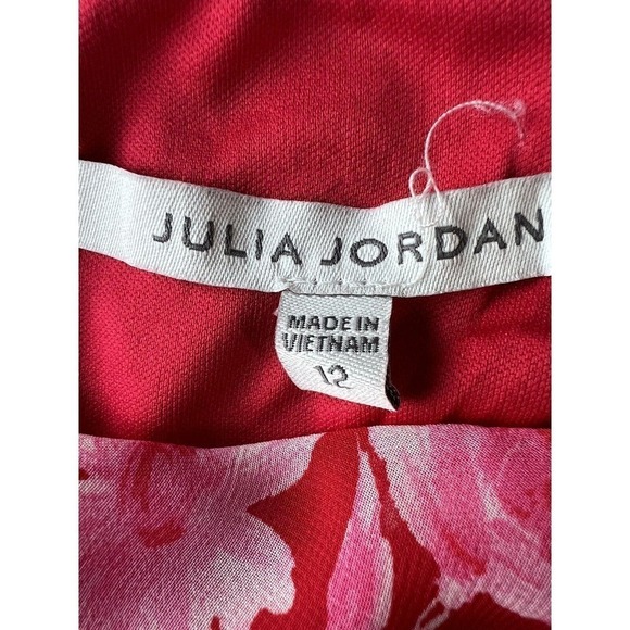 NWT Julia Jordon Red Pink Floral Long Sleeve Dress SZ 12 knee length - Picture 6 of 12